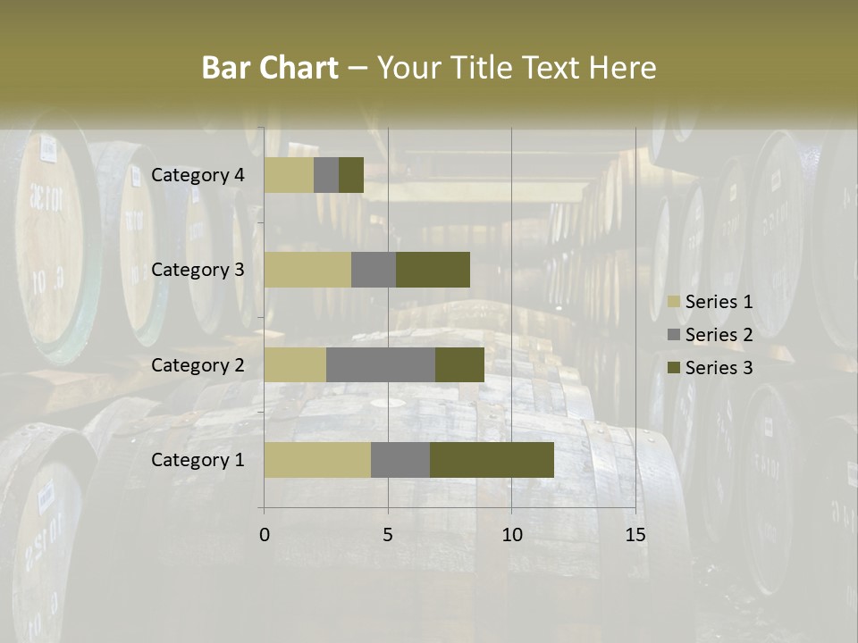 A Large Room Filled With Lots Of Wooden Barrels PowerPoint Template