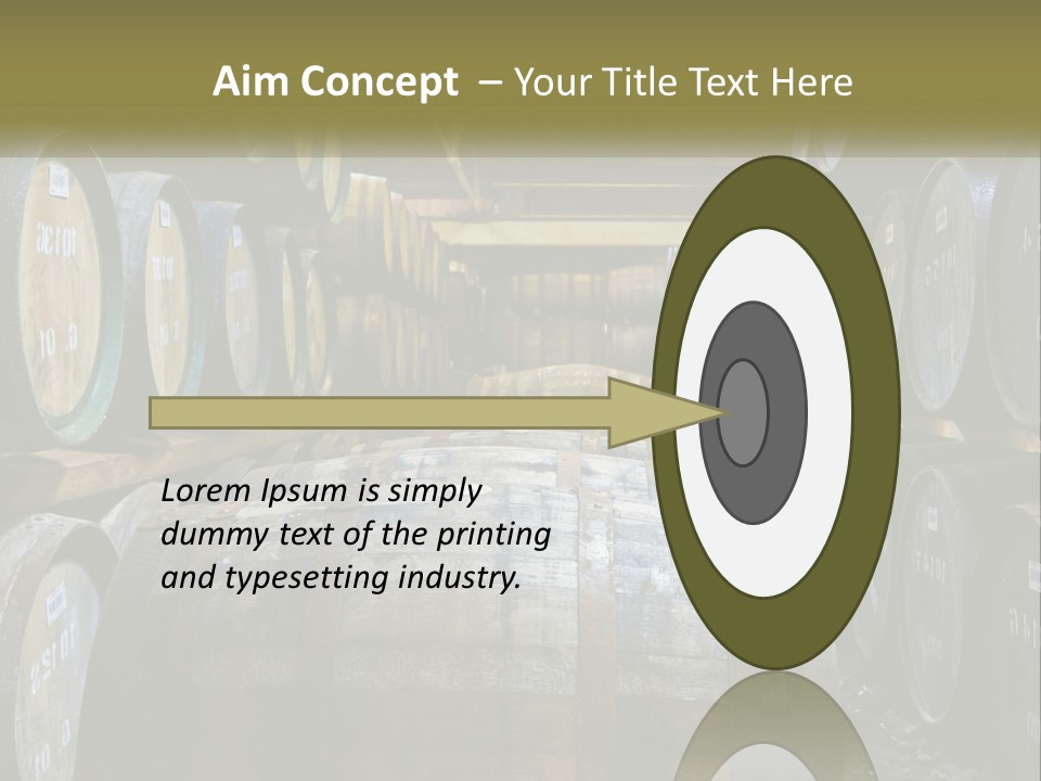 A Large Room Filled With Lots Of Wooden Barrels PowerPoint Template