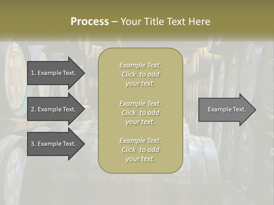 A Large Room Filled With Lots Of Wooden Barrels PowerPoint Template