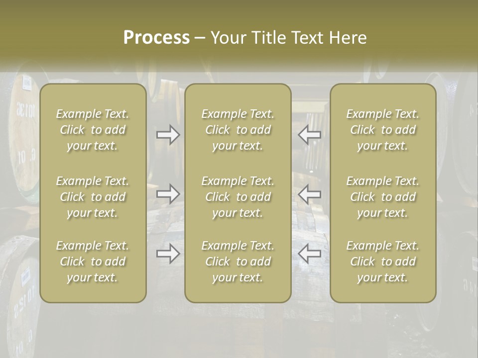 A Large Room Filled With Lots Of Wooden Barrels PowerPoint Template