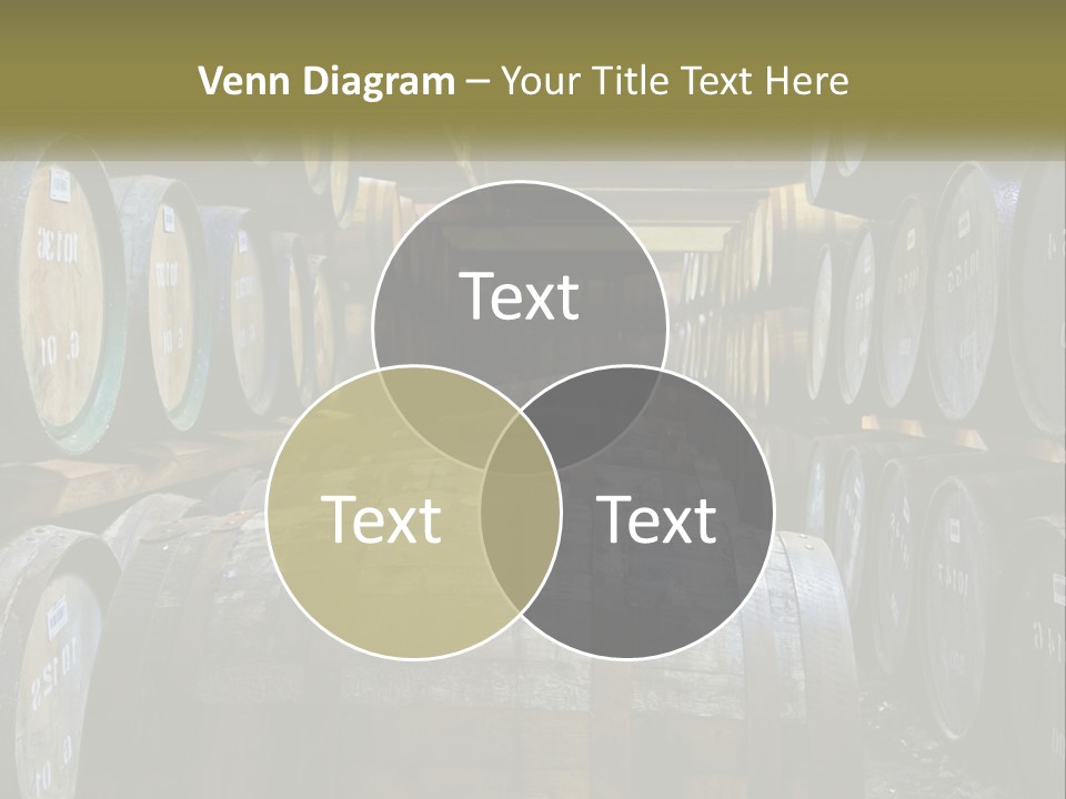 A Large Room Filled With Lots Of Wooden Barrels PowerPoint Template