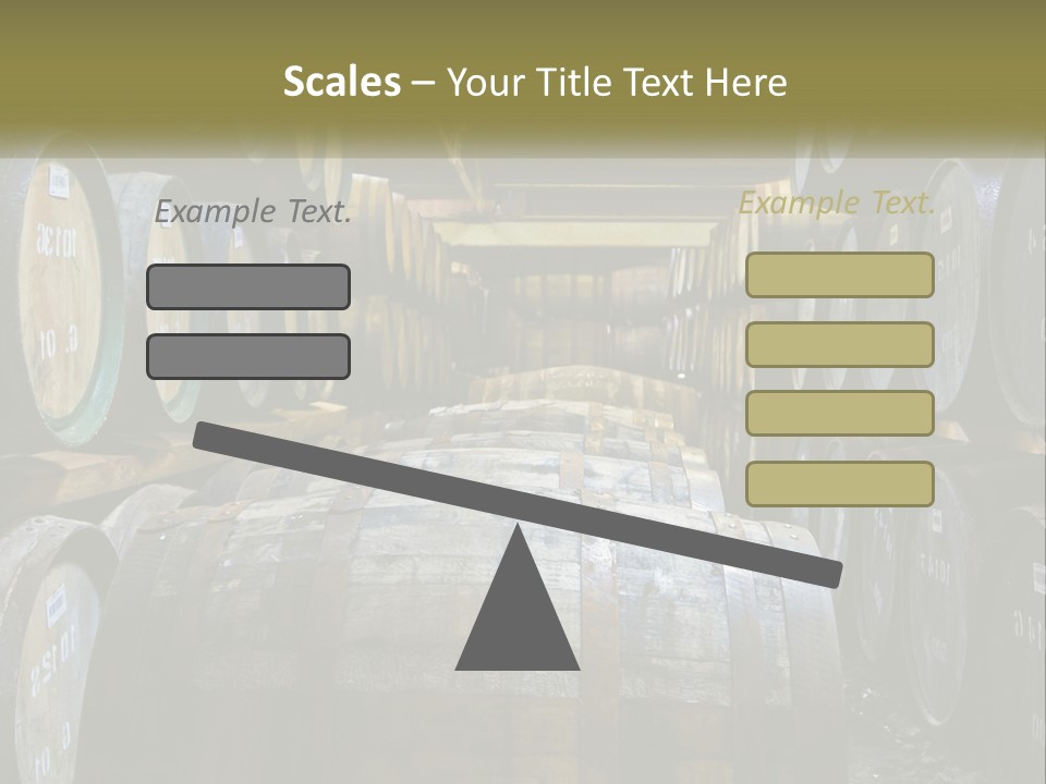 A Large Room Filled With Lots Of Wooden Barrels PowerPoint Template