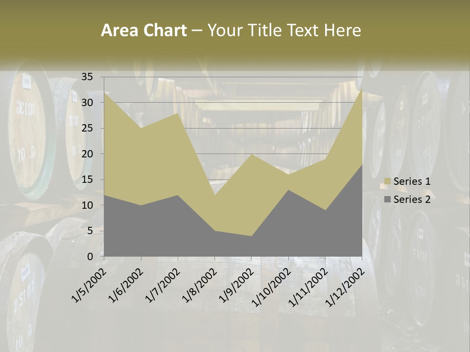 A Large Room Filled With Lots Of Wooden Barrels PowerPoint Template