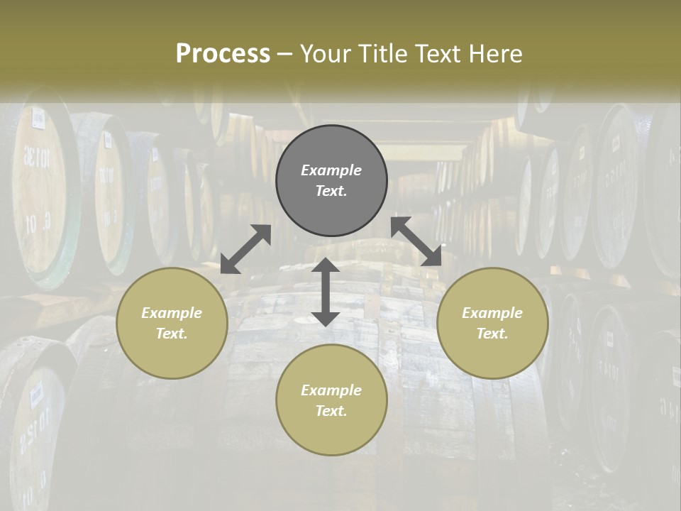 A Large Room Filled With Lots Of Wooden Barrels PowerPoint Template