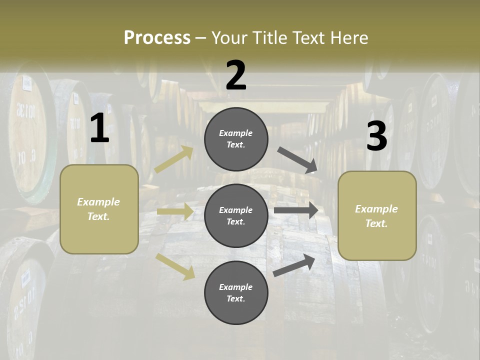 A Large Room Filled With Lots Of Wooden Barrels PowerPoint Template