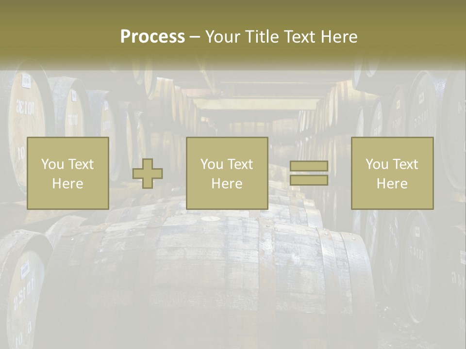 A Large Room Filled With Lots Of Wooden Barrels PowerPoint Template
