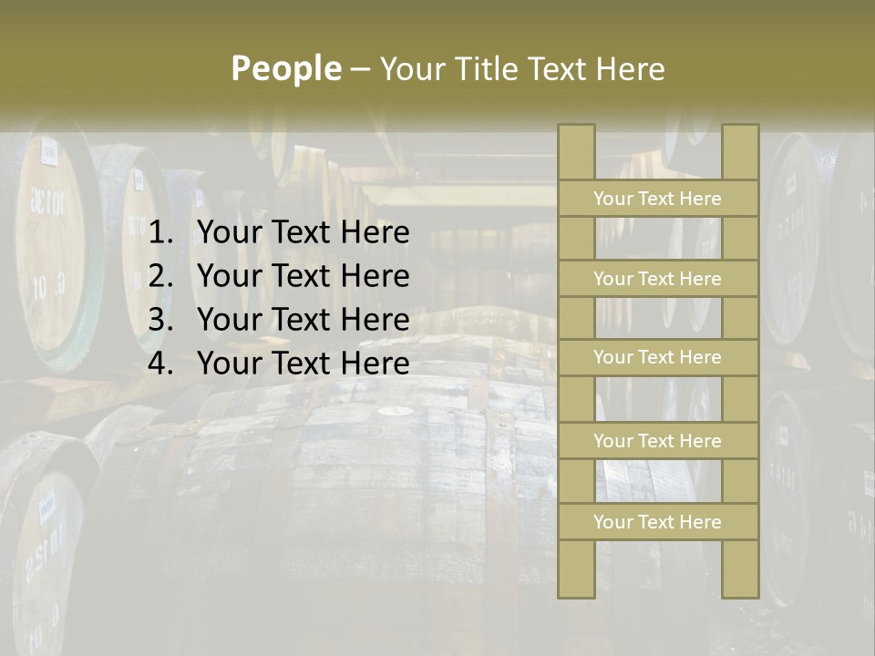 A Large Room Filled With Lots Of Wooden Barrels PowerPoint Template