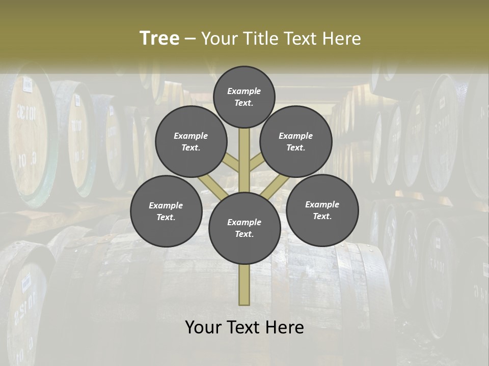 A Large Room Filled With Lots Of Wooden Barrels PowerPoint Template