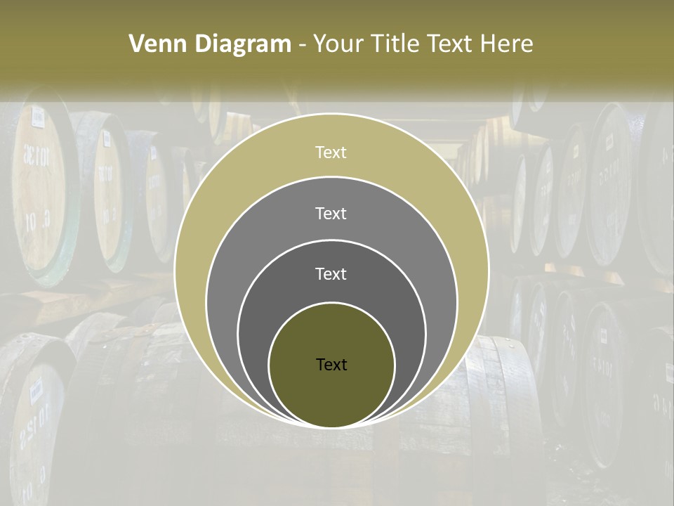 A Large Room Filled With Lots Of Wooden Barrels PowerPoint Template