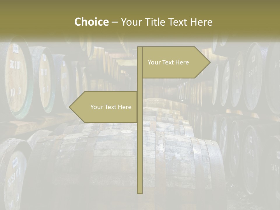 A Large Room Filled With Lots Of Wooden Barrels PowerPoint Template