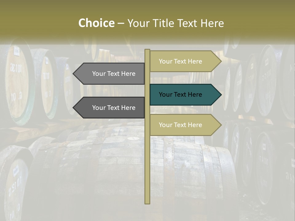 A Large Room Filled With Lots Of Wooden Barrels PowerPoint Template