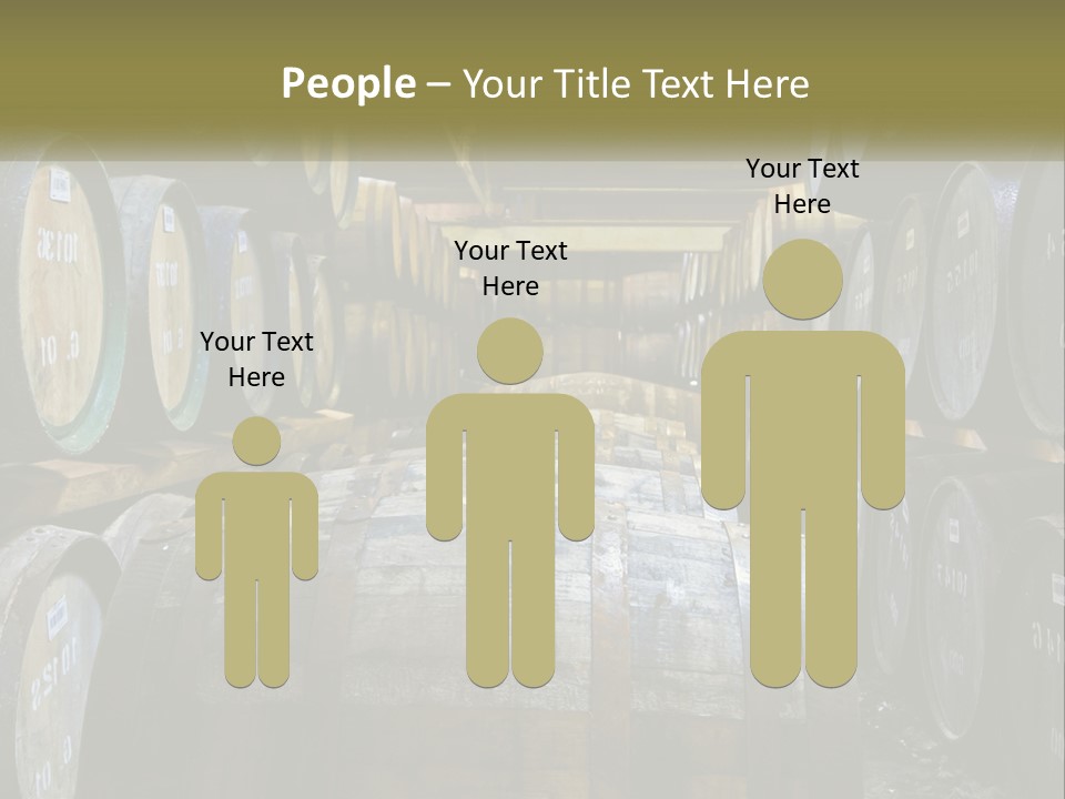 A Large Room Filled With Lots Of Wooden Barrels PowerPoint Template