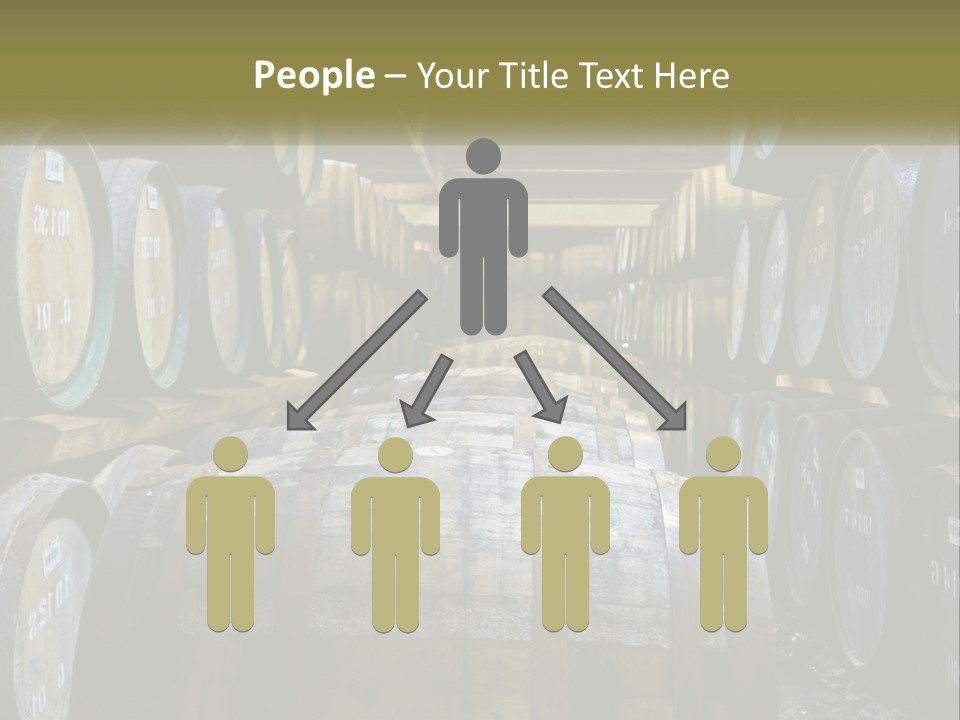 A Large Room Filled With Lots Of Wooden Barrels PowerPoint Template