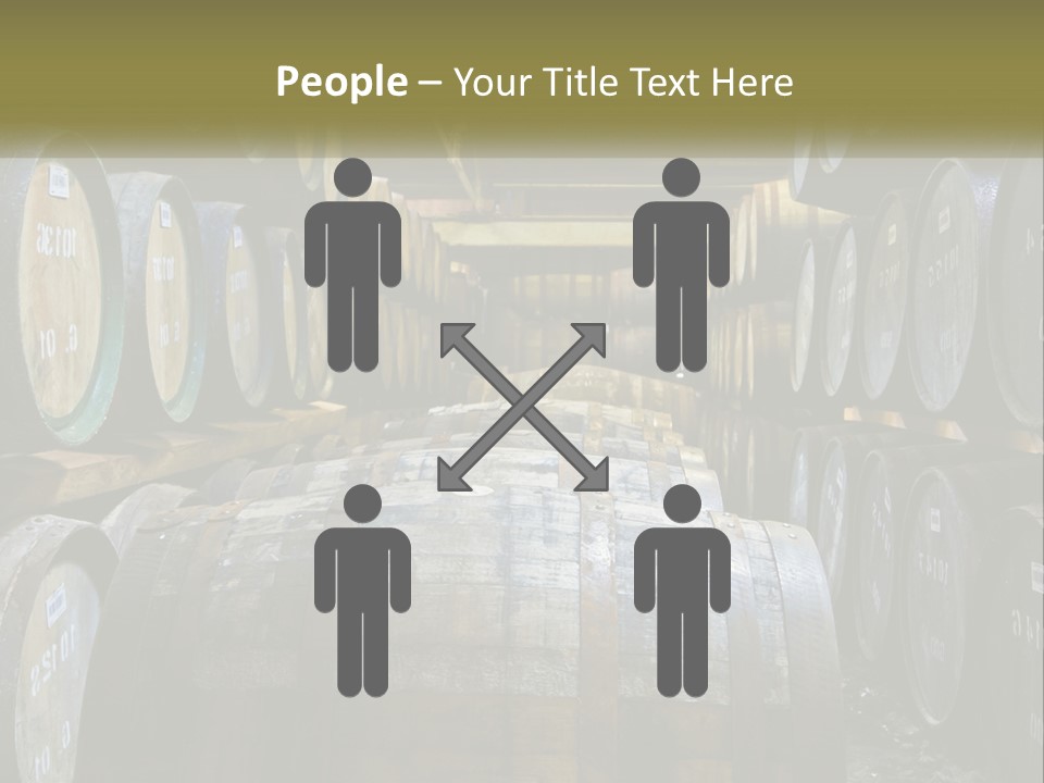 A Large Room Filled With Lots Of Wooden Barrels PowerPoint Template