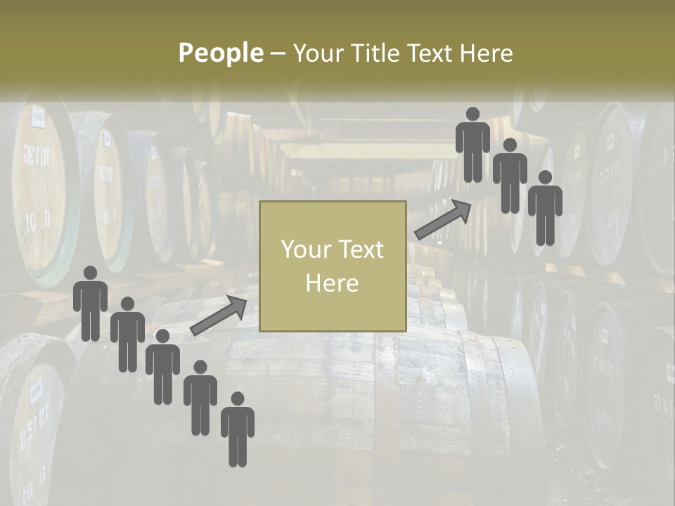 A Large Room Filled With Lots Of Wooden Barrels PowerPoint Template