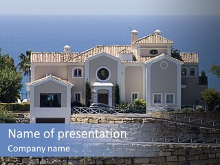 A Large House With A Car Parked In Front Of It PowerPoint Template