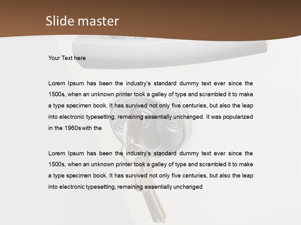 A Door With A Key On It And A Brown Background PowerPoint Template