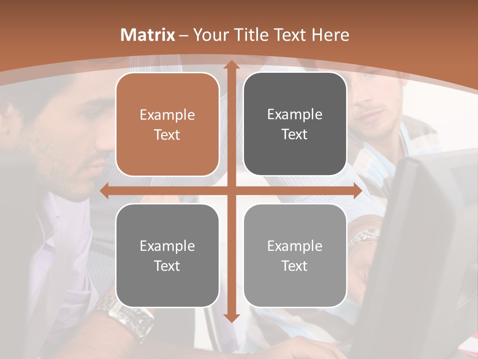 A Group Of Men Looking At A Computer Screen PowerPoint Template