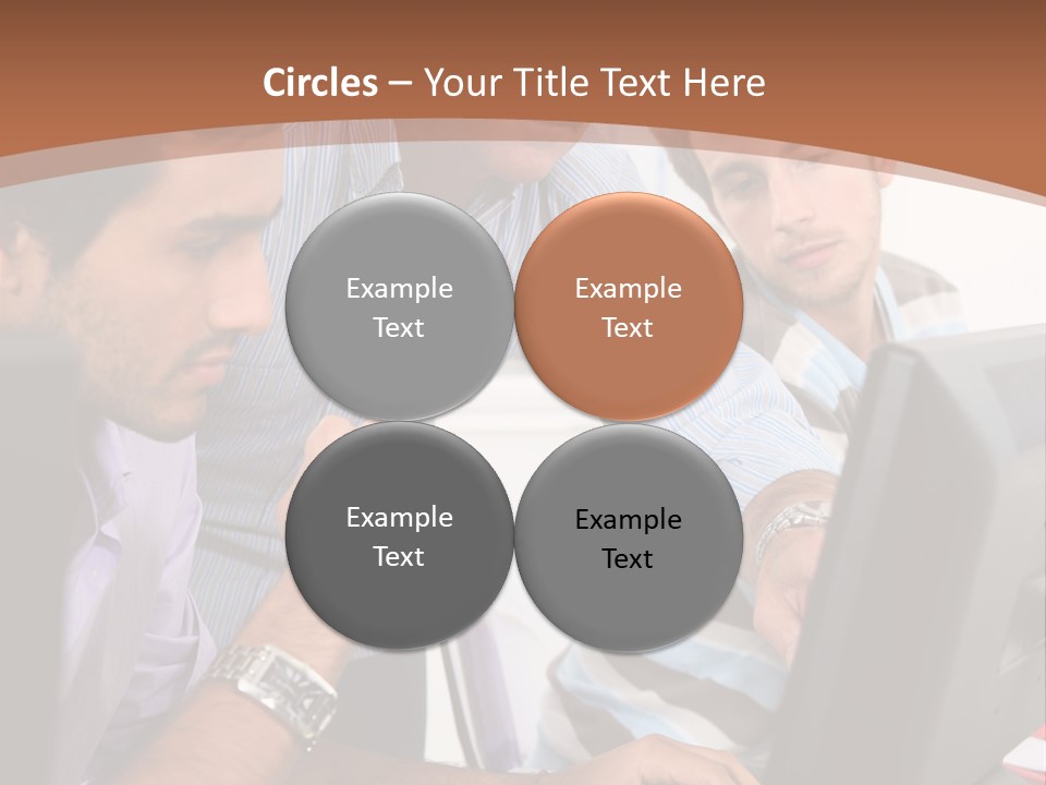A Group Of Men Looking At A Computer Screen PowerPoint Template