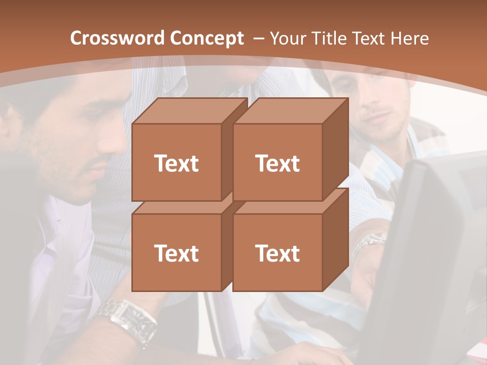 A Group Of Men Looking At A Computer Screen PowerPoint Template