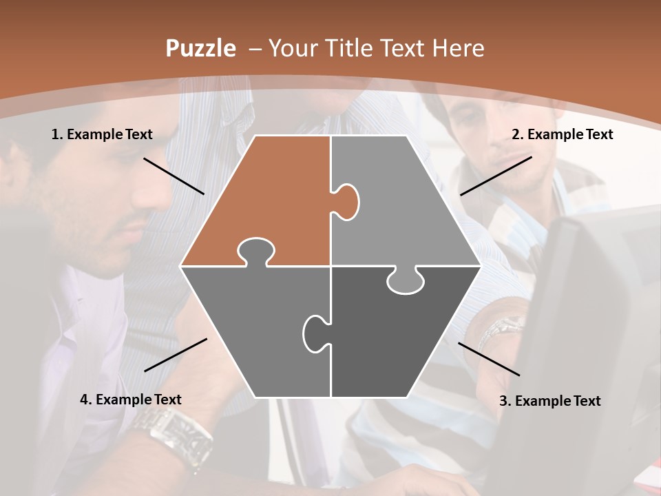 A Group Of Men Looking At A Computer Screen PowerPoint Template