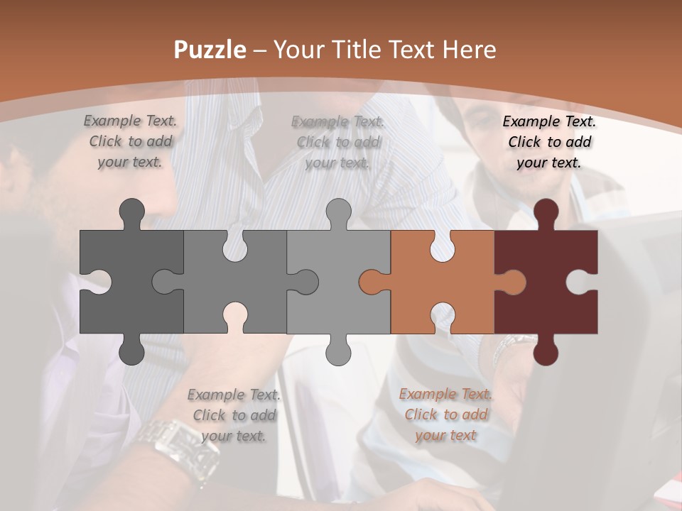 A Group Of Men Looking At A Computer Screen PowerPoint Template