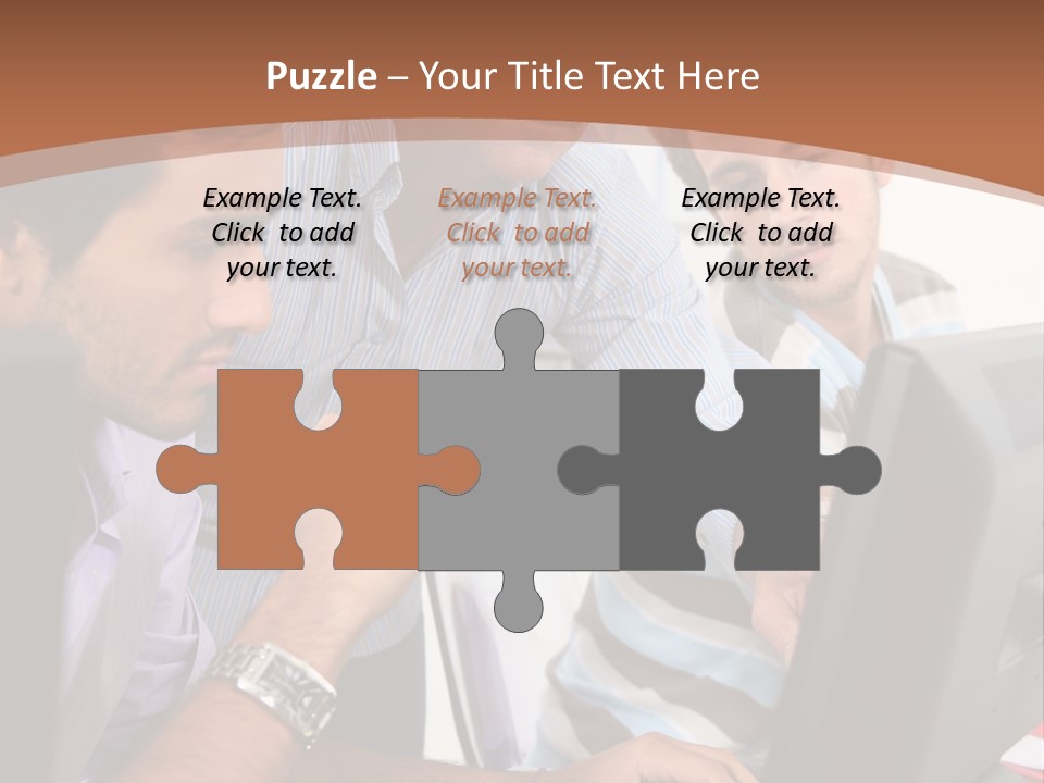 A Group Of Men Looking At A Computer Screen PowerPoint Template