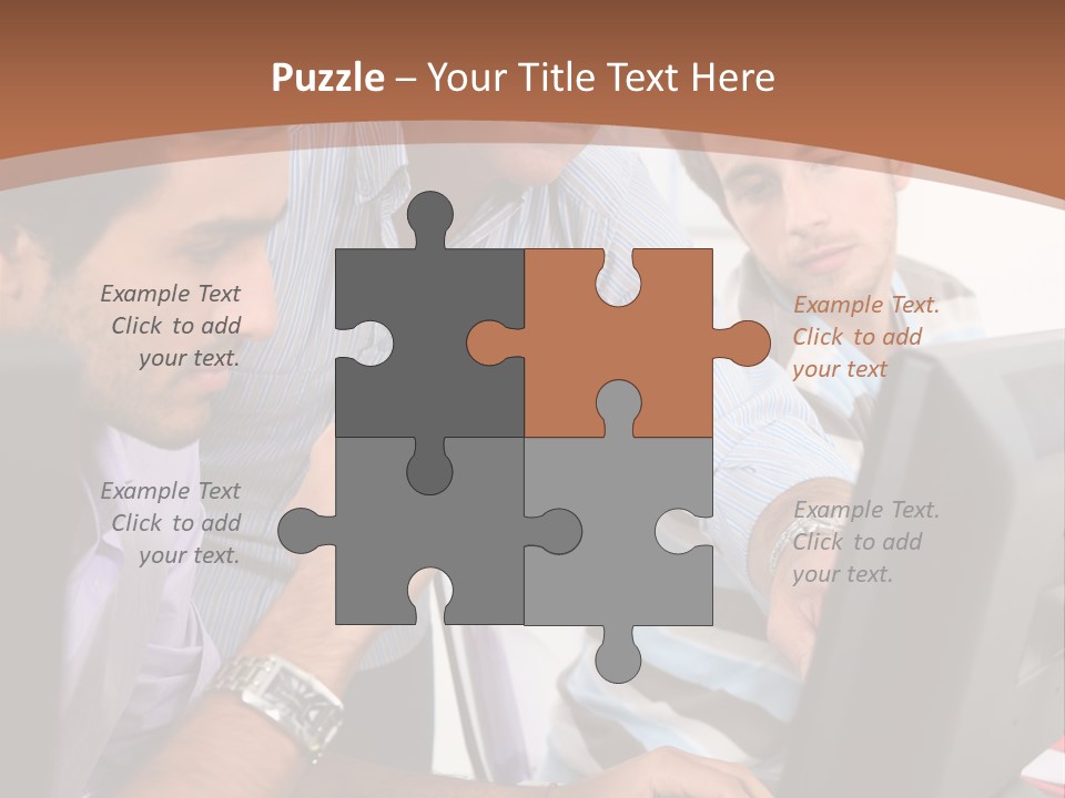 A Group Of Men Looking At A Computer Screen PowerPoint Template