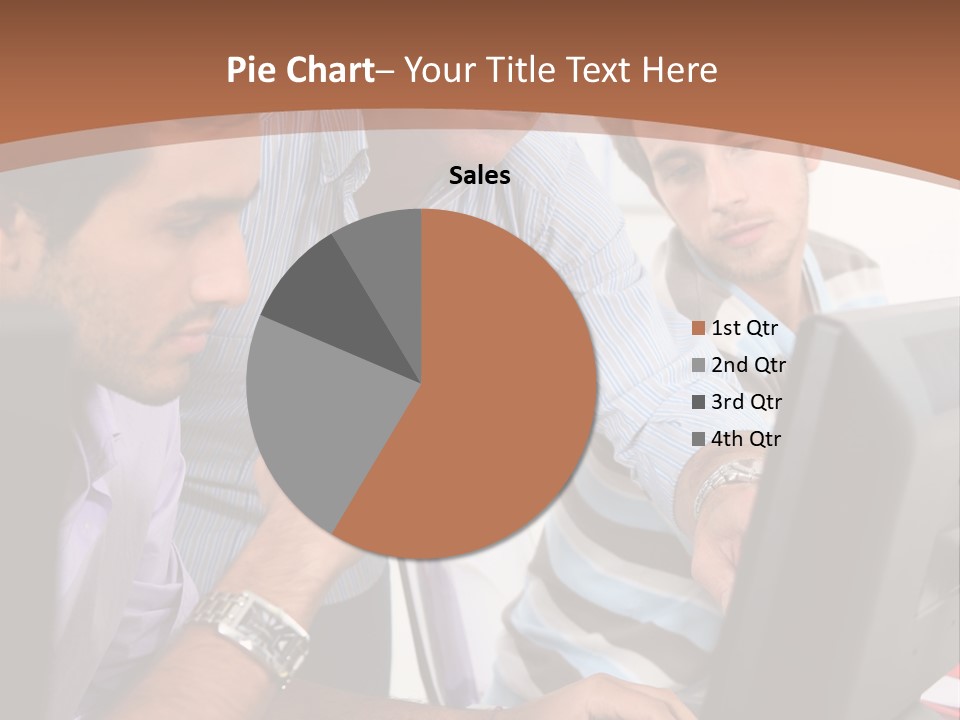 A Group Of Men Looking At A Computer Screen PowerPoint Template