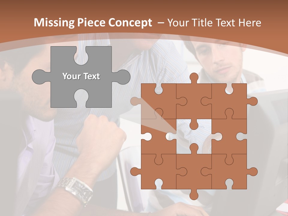 A Group Of Men Looking At A Computer Screen PowerPoint Template