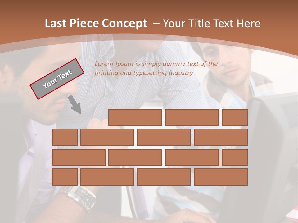 A Group Of Men Looking At A Computer Screen PowerPoint Template