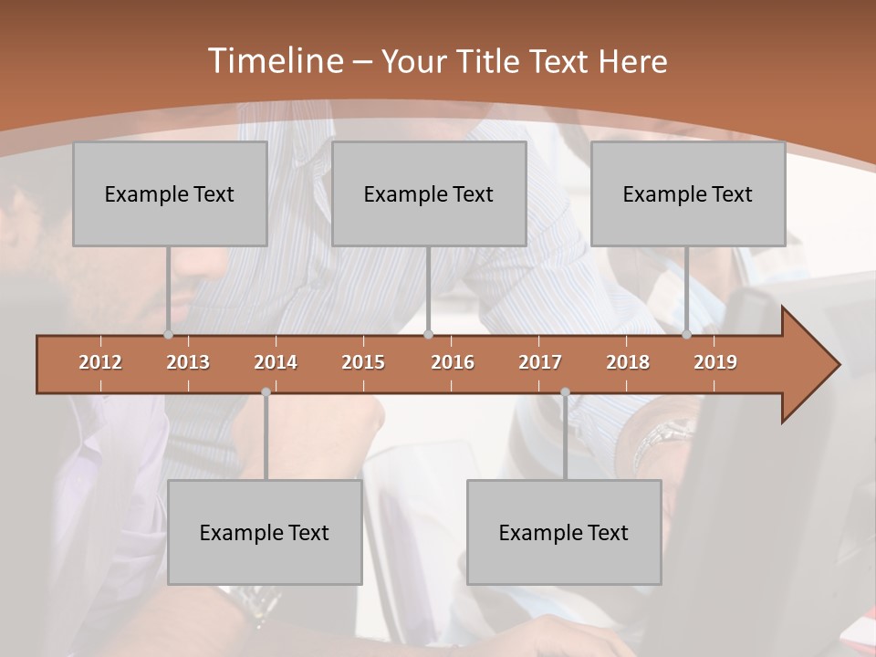 A Group Of Men Looking At A Computer Screen PowerPoint Template