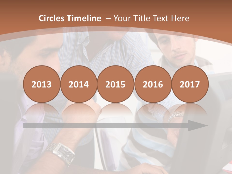 A Group Of Men Looking At A Computer Screen PowerPoint Template