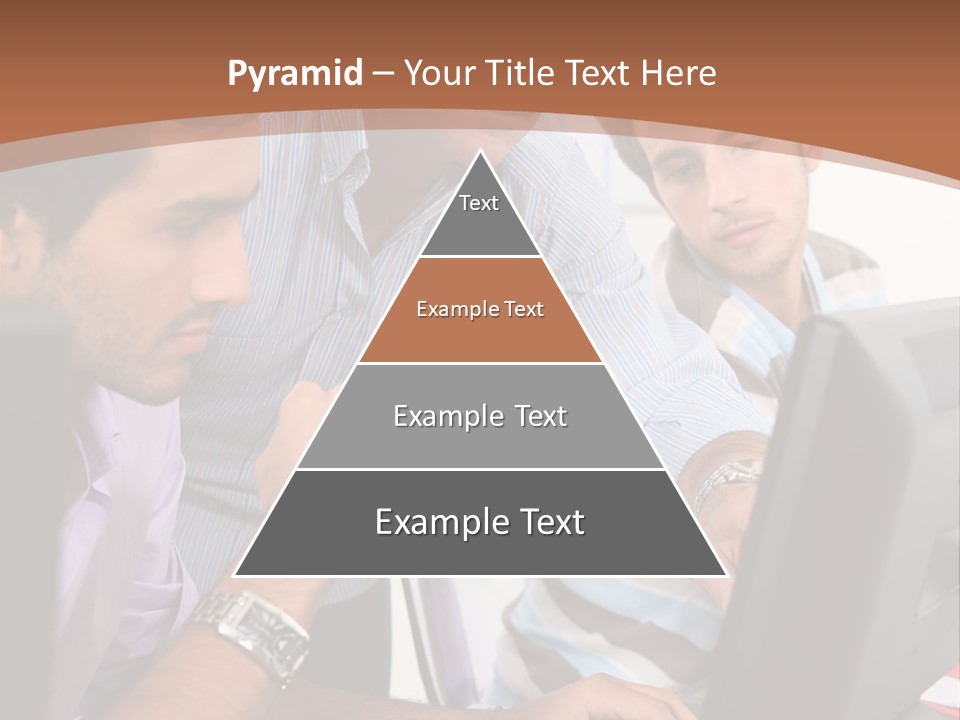 A Group Of Men Looking At A Computer Screen PowerPoint Template
