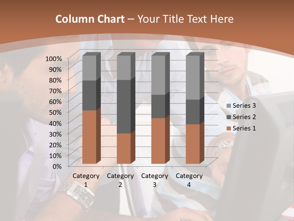 A Group Of Men Looking At A Computer Screen PowerPoint Template