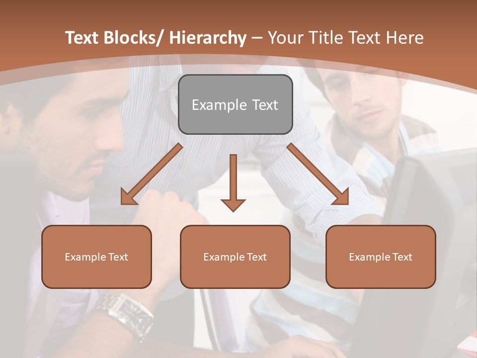 A Group Of Men Looking At A Computer Screen PowerPoint Template