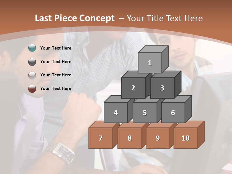 A Group Of Men Looking At A Computer Screen PowerPoint Template