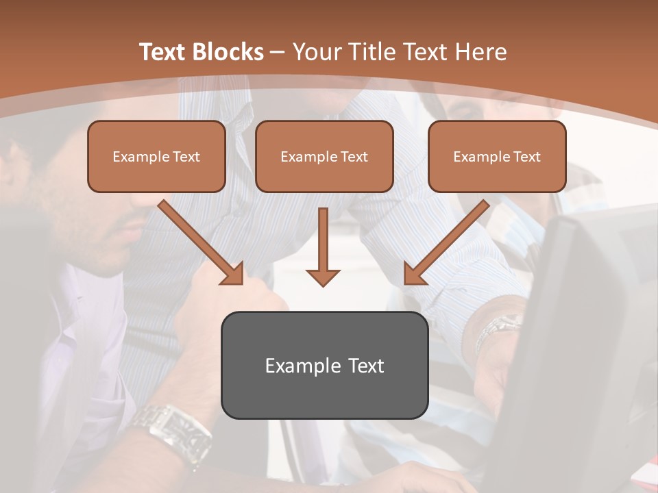 A Group Of Men Looking At A Computer Screen PowerPoint Template