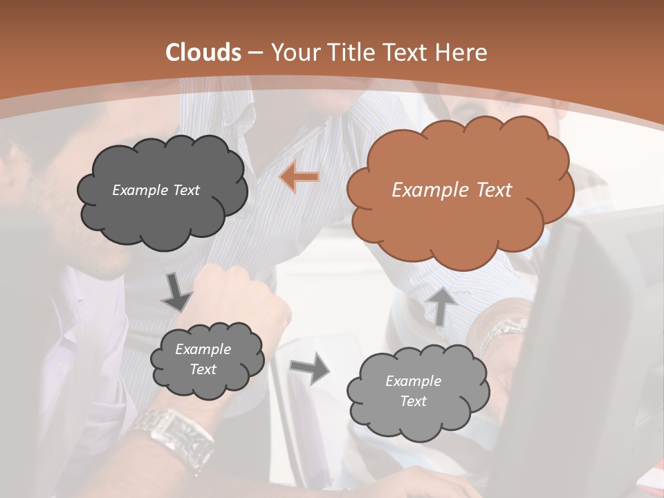 A Group Of Men Looking At A Computer Screen PowerPoint Template