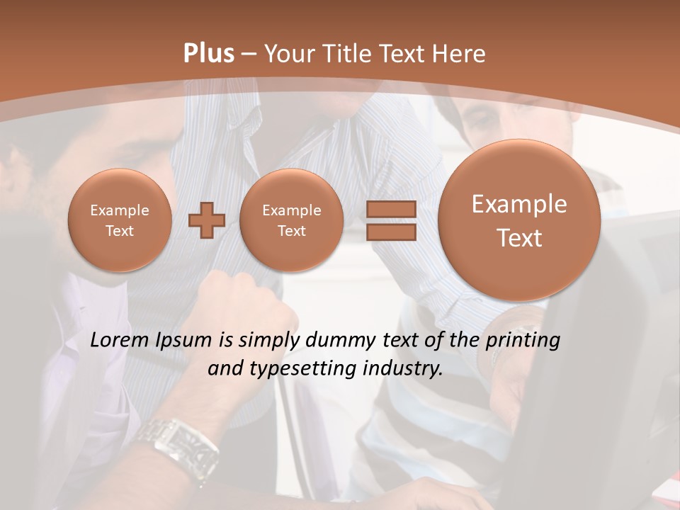 A Group Of Men Looking At A Computer Screen PowerPoint Template