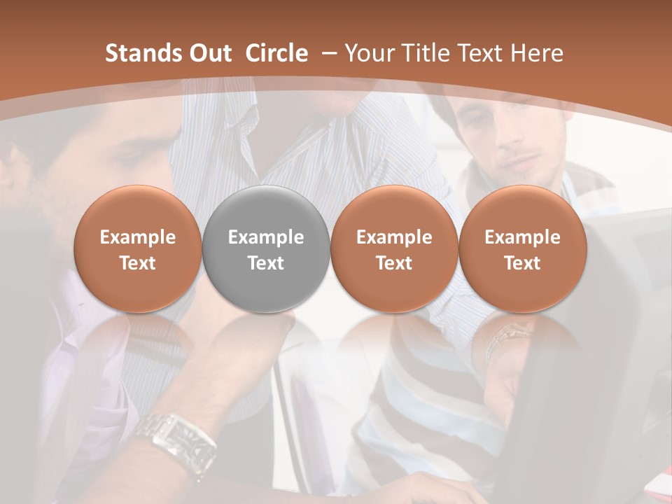 A Group Of Men Looking At A Computer Screen PowerPoint Template