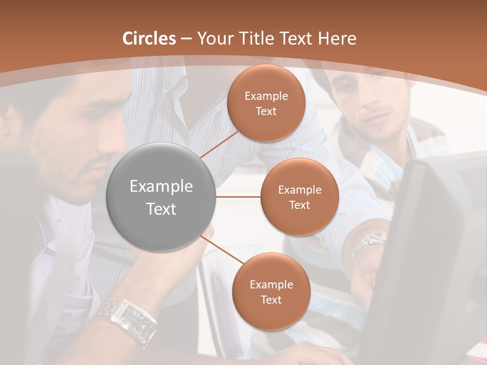 A Group Of Men Looking At A Computer Screen PowerPoint Template