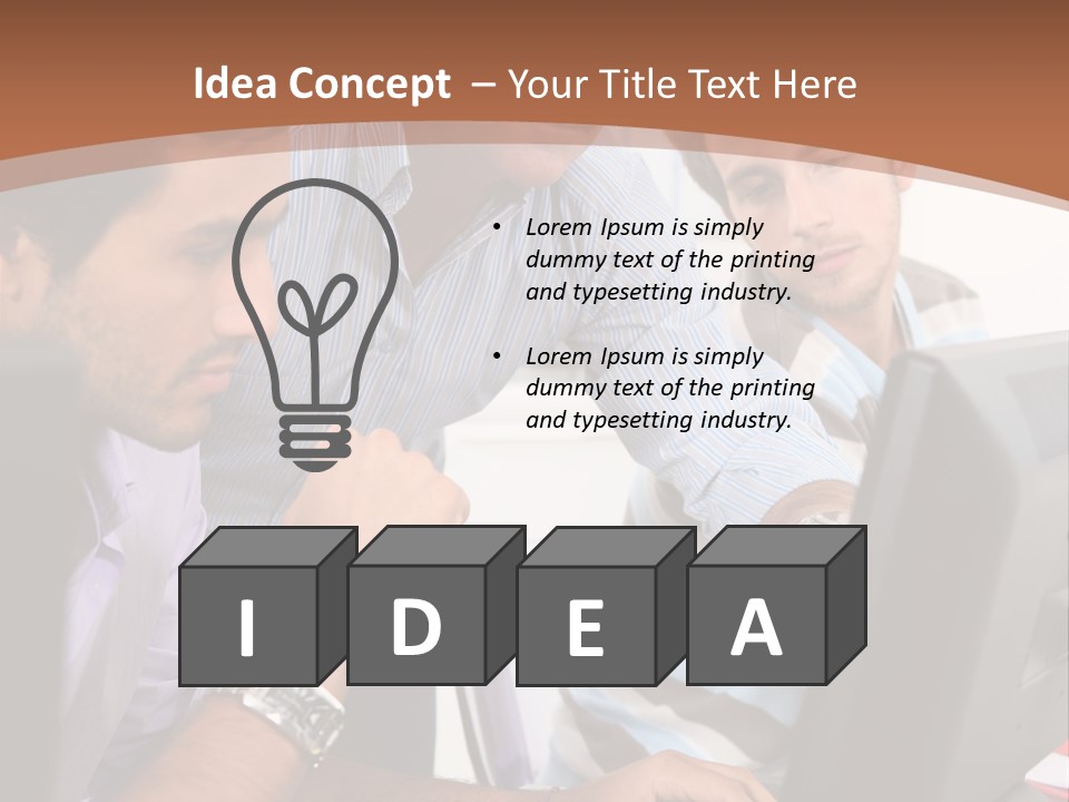 A Group Of Men Looking At A Computer Screen PowerPoint Template