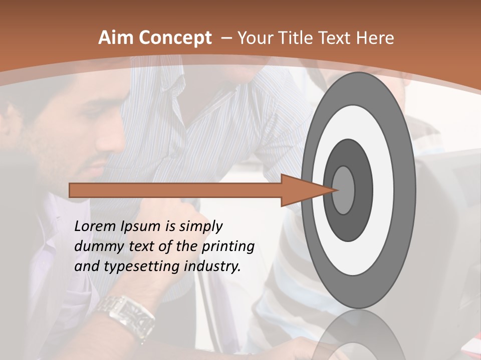 A Group Of Men Looking At A Computer Screen PowerPoint Template