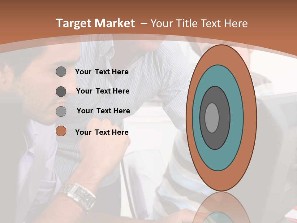 A Group Of Men Looking At A Computer Screen PowerPoint Template