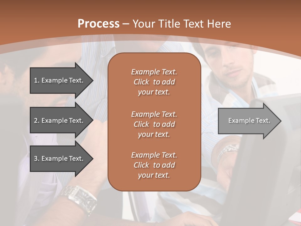 A Group Of Men Looking At A Computer Screen PowerPoint Template