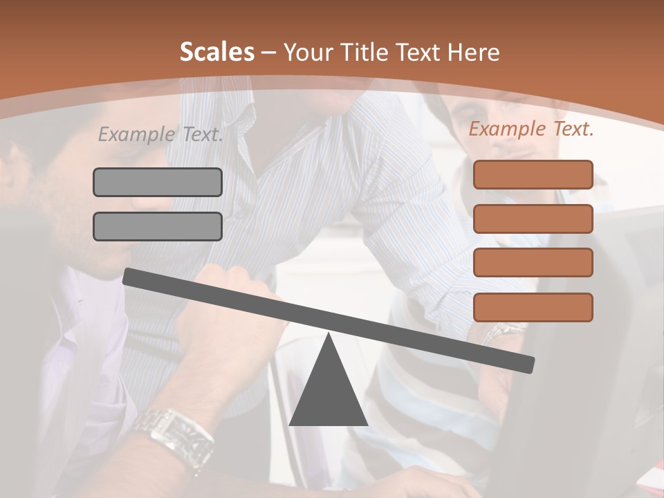 A Group Of Men Looking At A Computer Screen PowerPoint Template