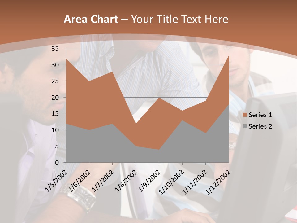 A Group Of Men Looking At A Computer Screen PowerPoint Template