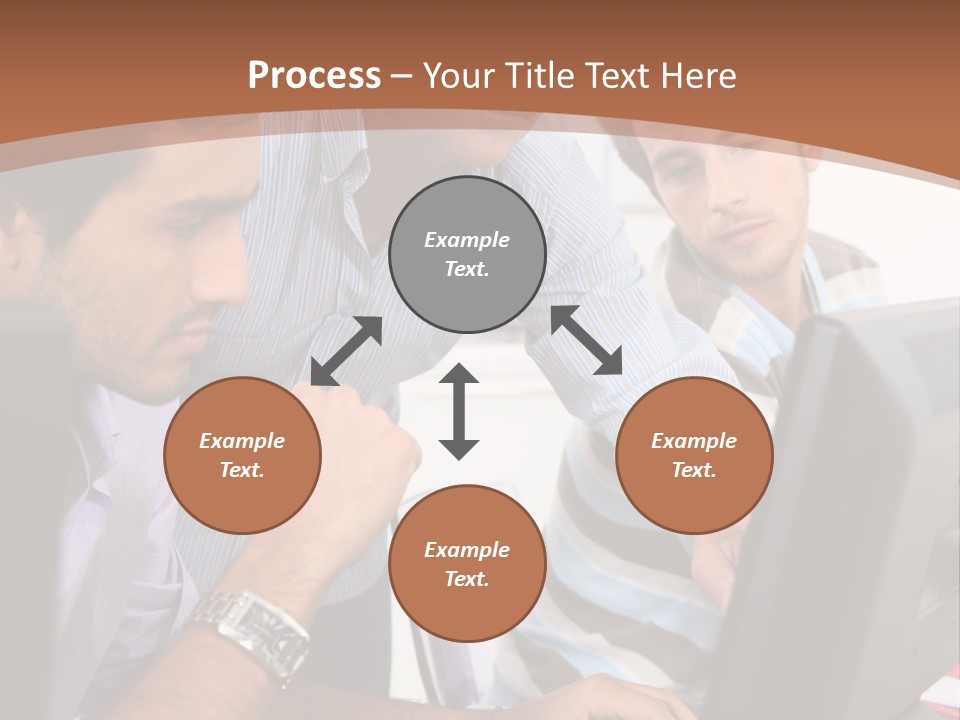 A Group Of Men Looking At A Computer Screen PowerPoint Template