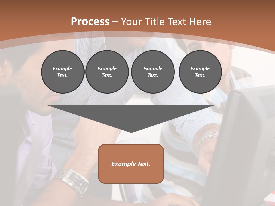 A Group Of Men Looking At A Computer Screen PowerPoint Template